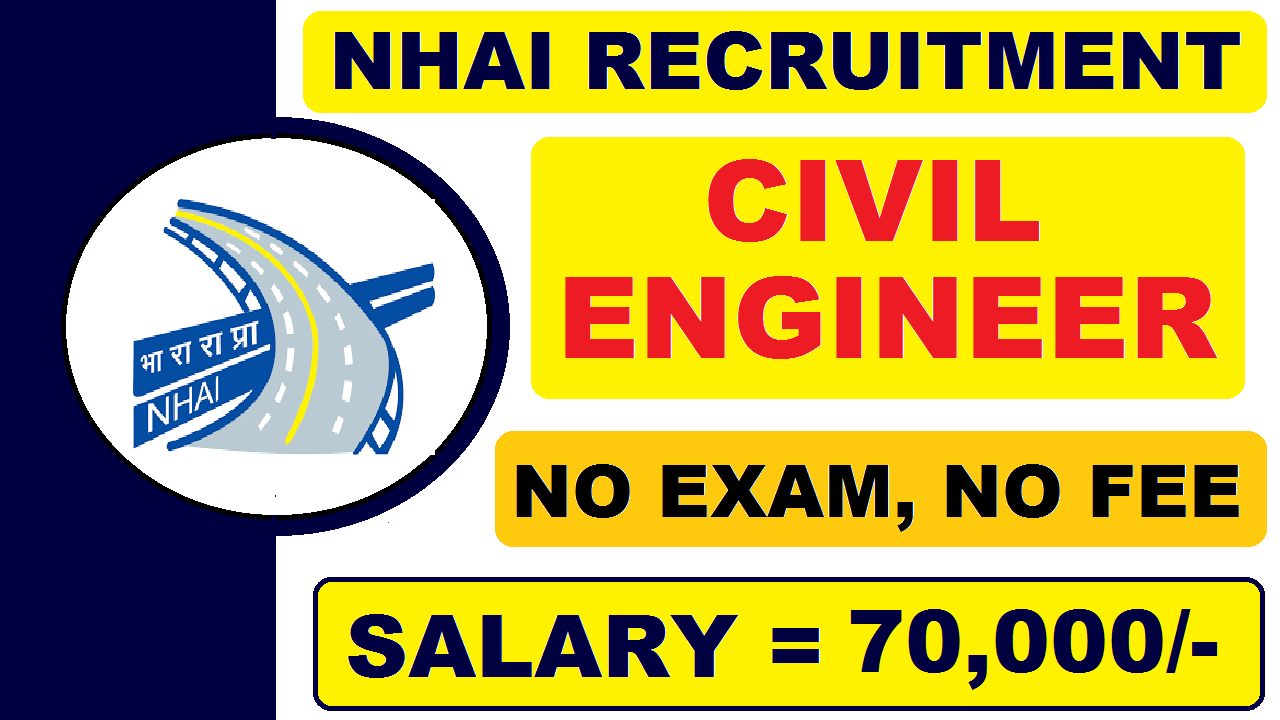 NHAI Recruitment for Civil Engineer 2021 | Salary 70,000 | Latest All India Jobs Updates