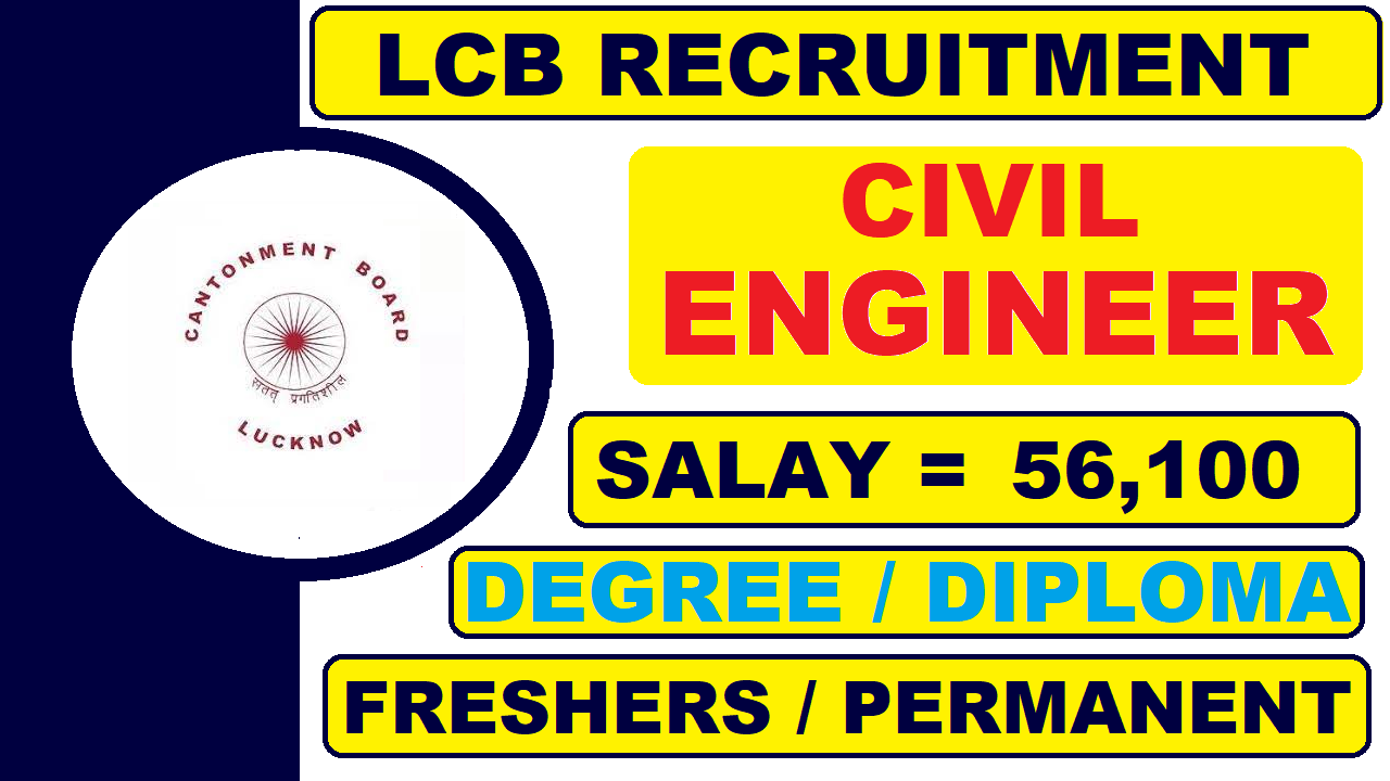 Lucknow Cantonment Board Recruitment for Engineer | Salary 56,100 | Degree | Diploma